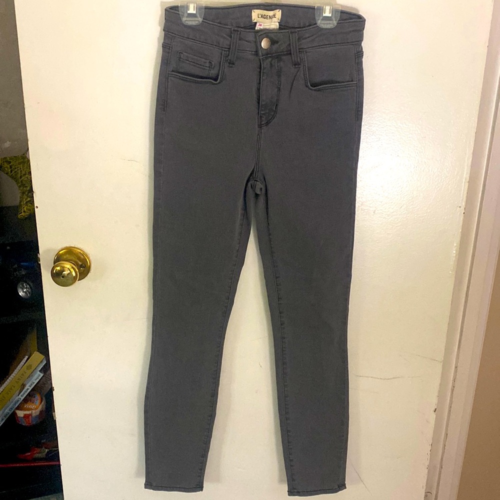 NWOT L’AGANCE jeans sz24 medium grey hi waisted stretch skinny jeans